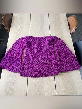 Crocheted Women's Sweater - Vibrant Magenta medium - large